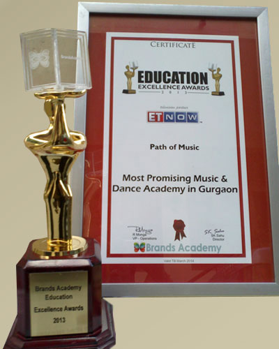 Educational Excellence award for Most Promising Music and Dance Academy in Gurgaon 