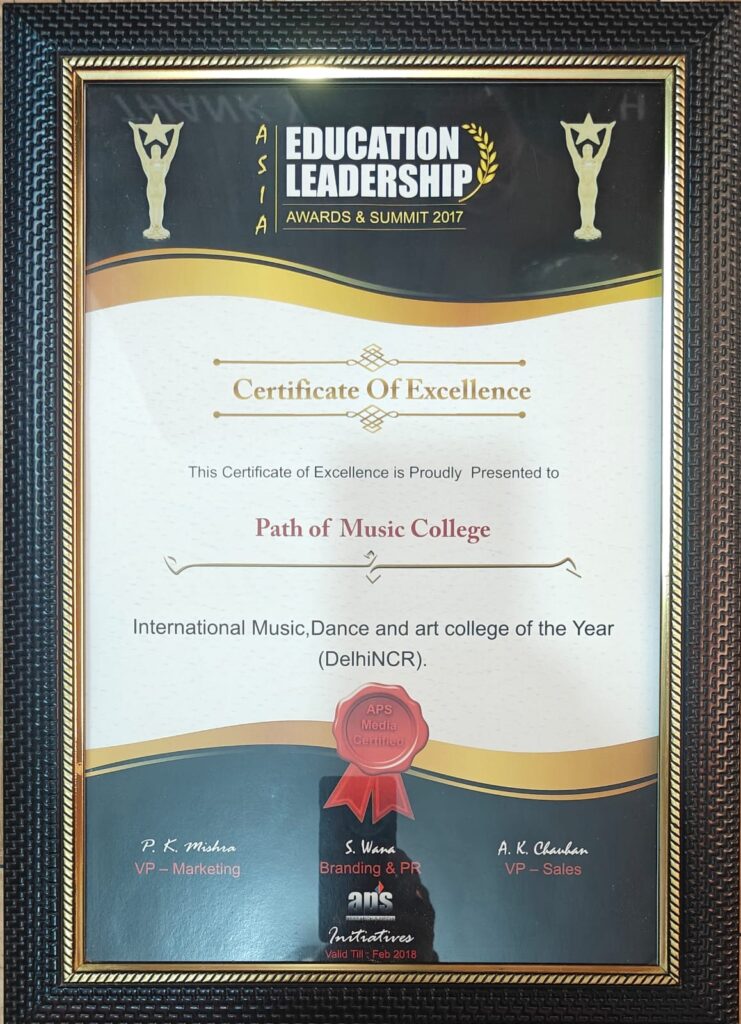 Path of Music College receiving Asia Education Leadership Award 2017 for excellence in music education