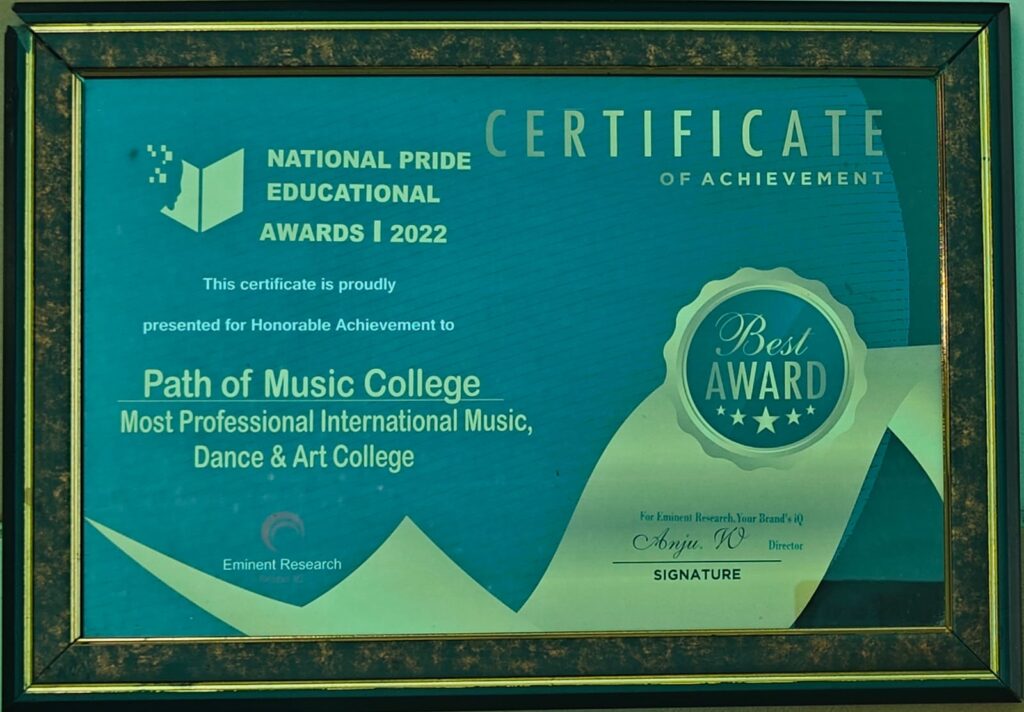 Path of Music College receiving National Pride Educational Award 2022 for excellence in arts education